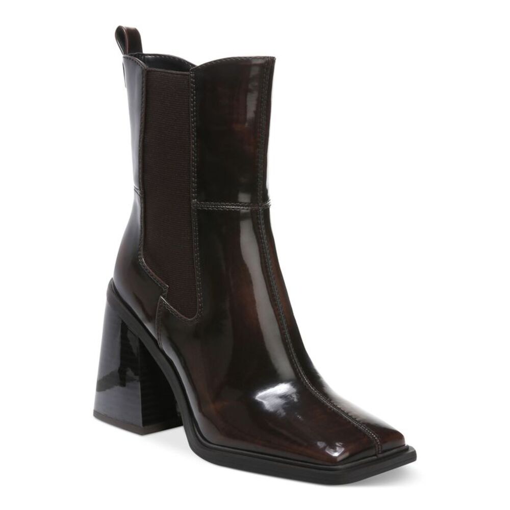 CIRCUS NY Womens Brown Pull Tab Lauren Square Toe Block Heel Chelsea 6 M